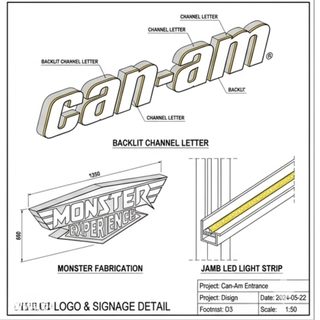 Detailed signage shop drawing — consultation and brief stage